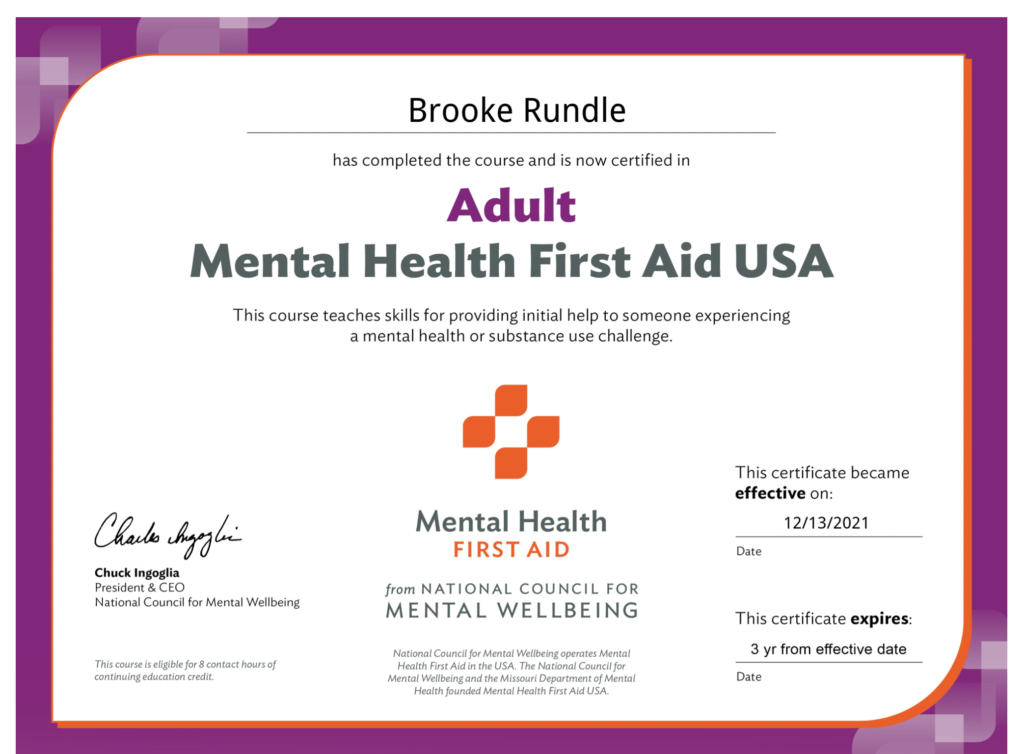 Certifications Headstrong Mindset LLC