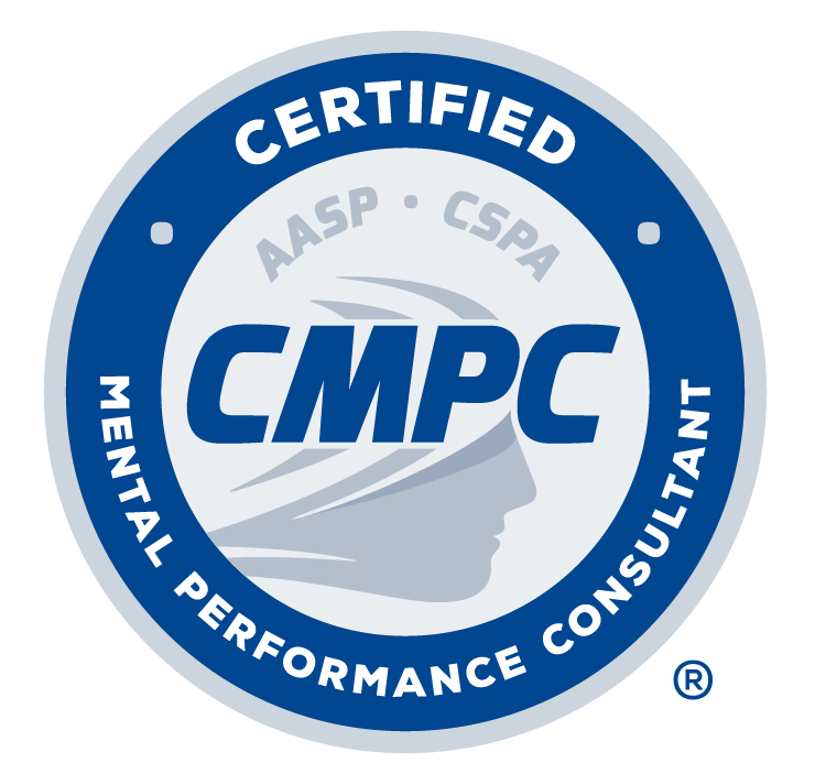 Official badge for a Certified Mental Performance Consultant or mental coach for athletes by the Association of Applied Sport Psychology